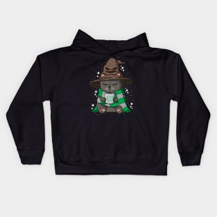 Wizard Neko Drinks Coffee Kids Hoodie